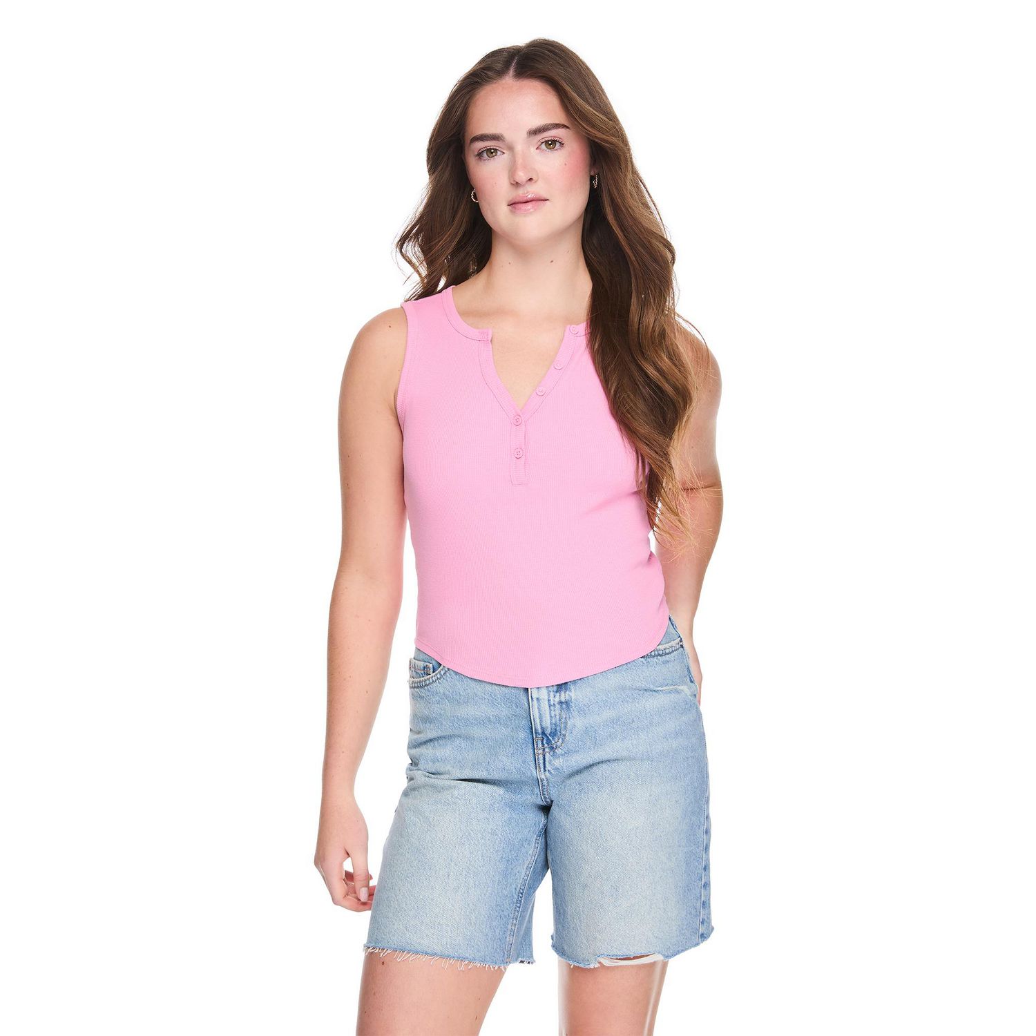 Débardeur à encolure Henley No Boundaries pour femmes