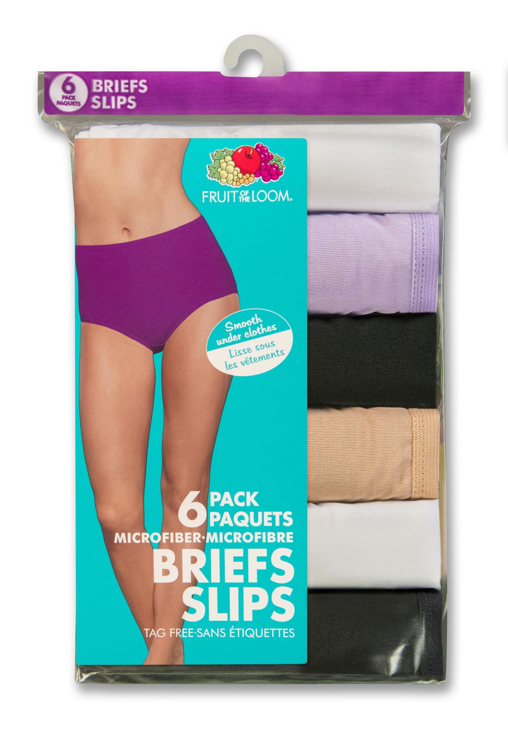 Fruit Of The Loom Womens Microfiber Brief Panty 6 Pack, 6, Assorted 