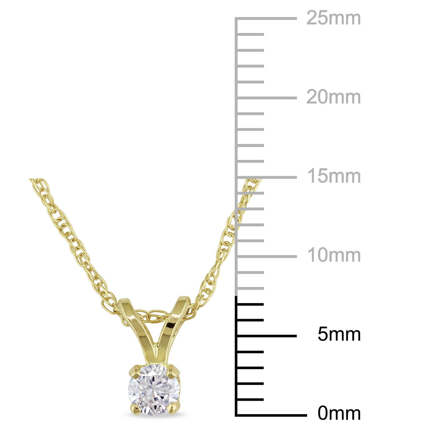 Miabella 0.10 Carat T.W. Diamond 14 K Yellow Gold Solitaire Pendant; 17"