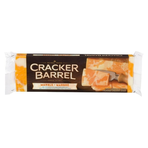 Barre de fromage naturel cheddar marbré et léger de Cracker Barrel 400 g
