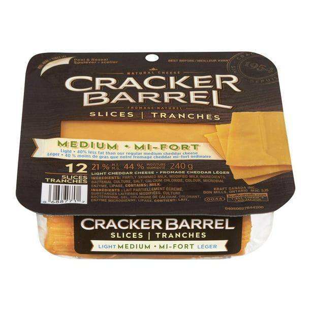 Tranches de fromage naturel cheddar mi-fort et léger de Cracker Barrel