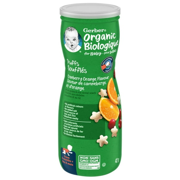 GERBER® Organic Puffs, Cranberry Orange, Baby Snacks 42 g, 42 GR