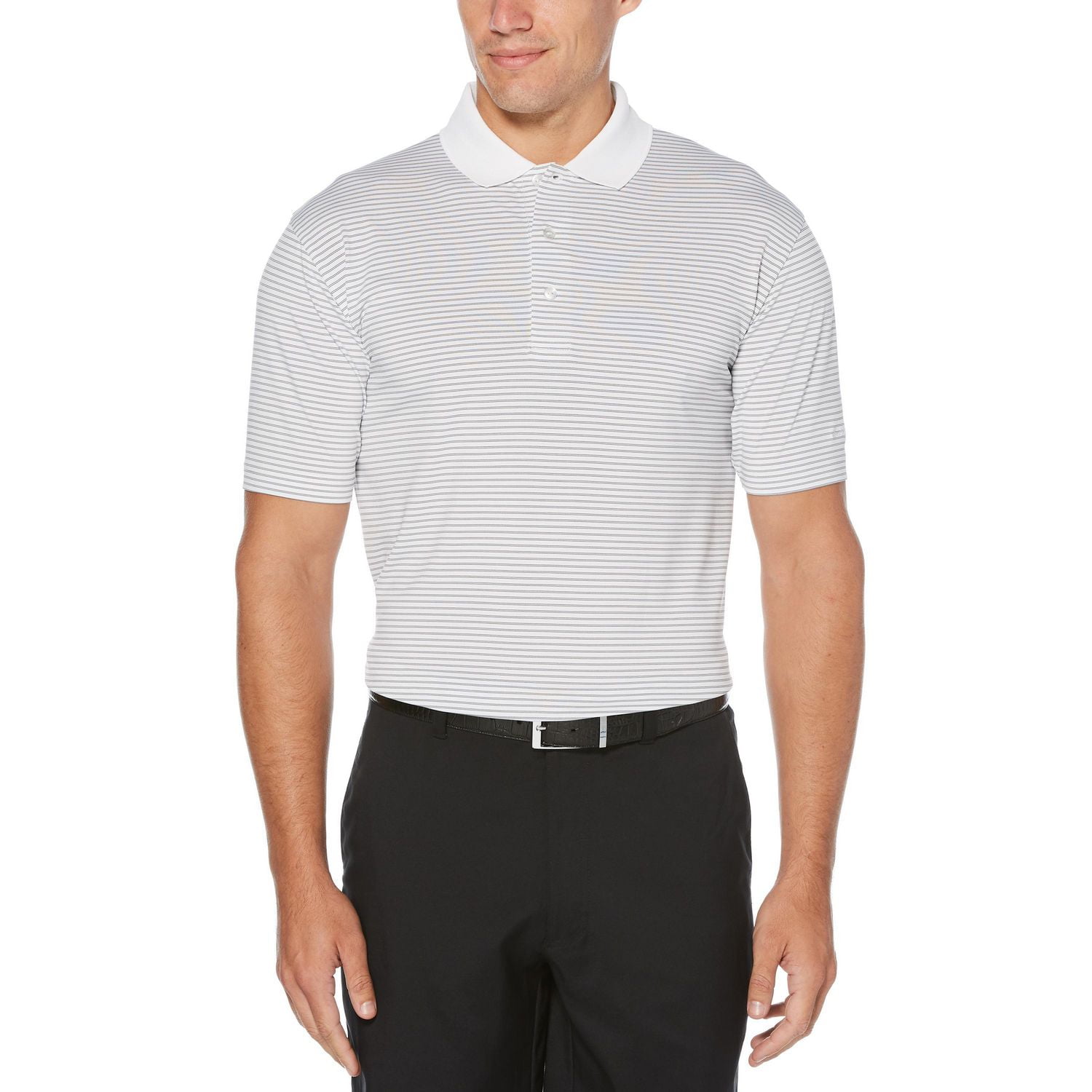 Men's Performance Short Sleeve Striped Golf Polo Shirt