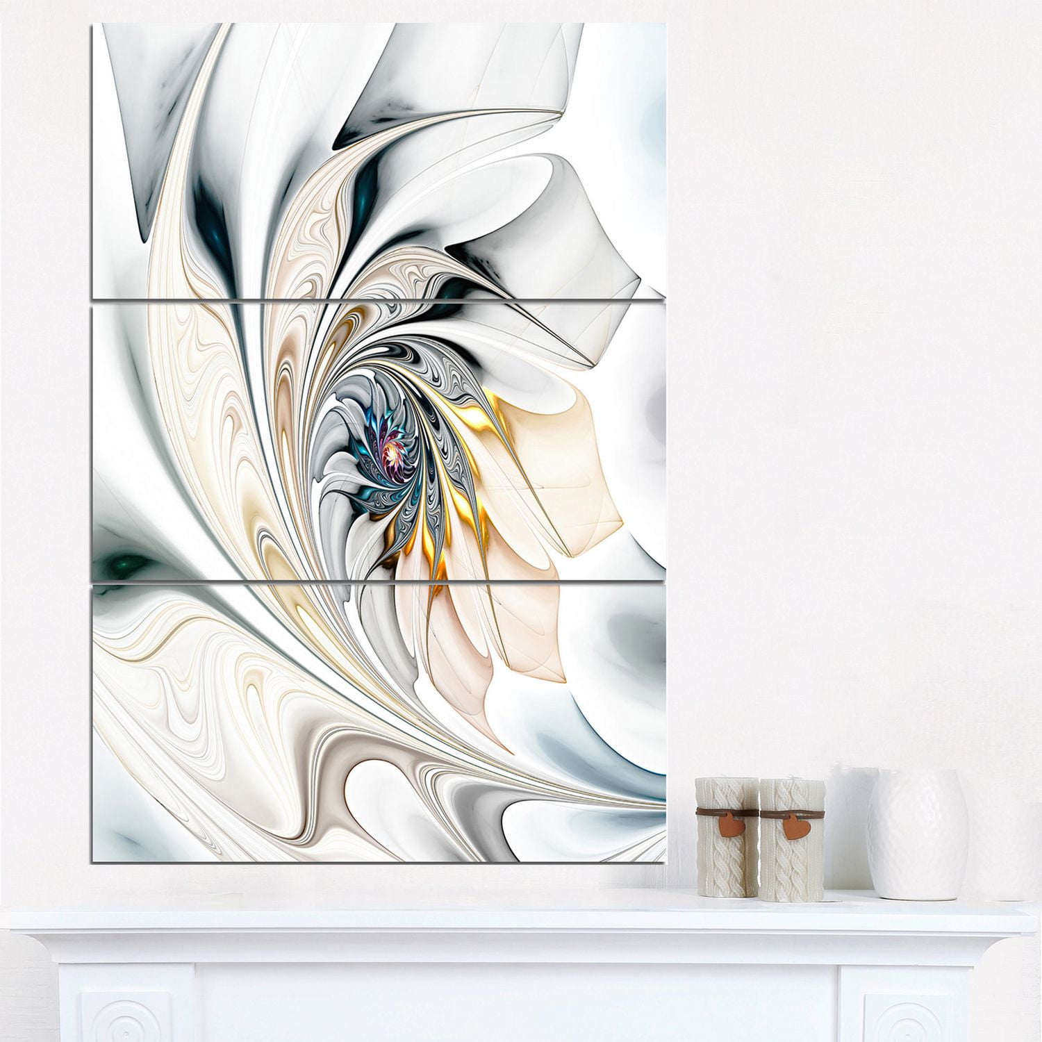 Design Art White Stained Glass Large Floral Canvas Wall Art Walmart