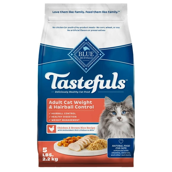 BLUE Tastefuls Adult Indoor Hairball & Weight Control Natural Dry Cat Food, 2.2kg