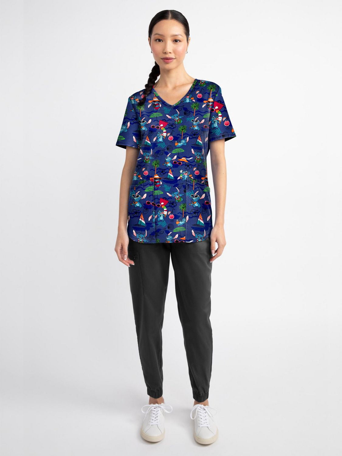 Scrubstar Fashion Collection Women’s Playa Stitch Print V-Neck Scrub Top, Sizes XS–3XL