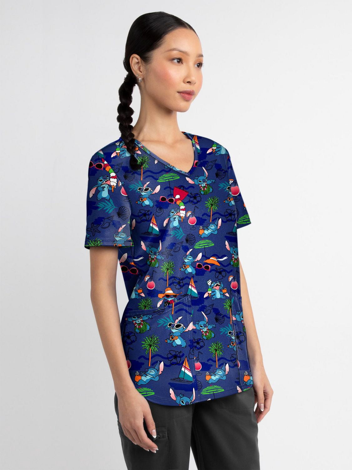 Scrubstar Fashion Collection Women’s Playa Stitch Print V-Neck Scrub Top, Sizes XS–3XL