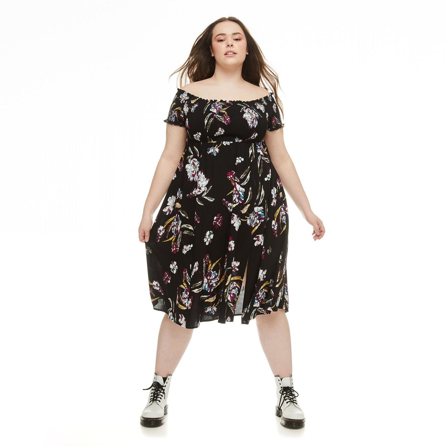 Robe midi avec corsage à smocks Harper + Zoe Plus pour femmes