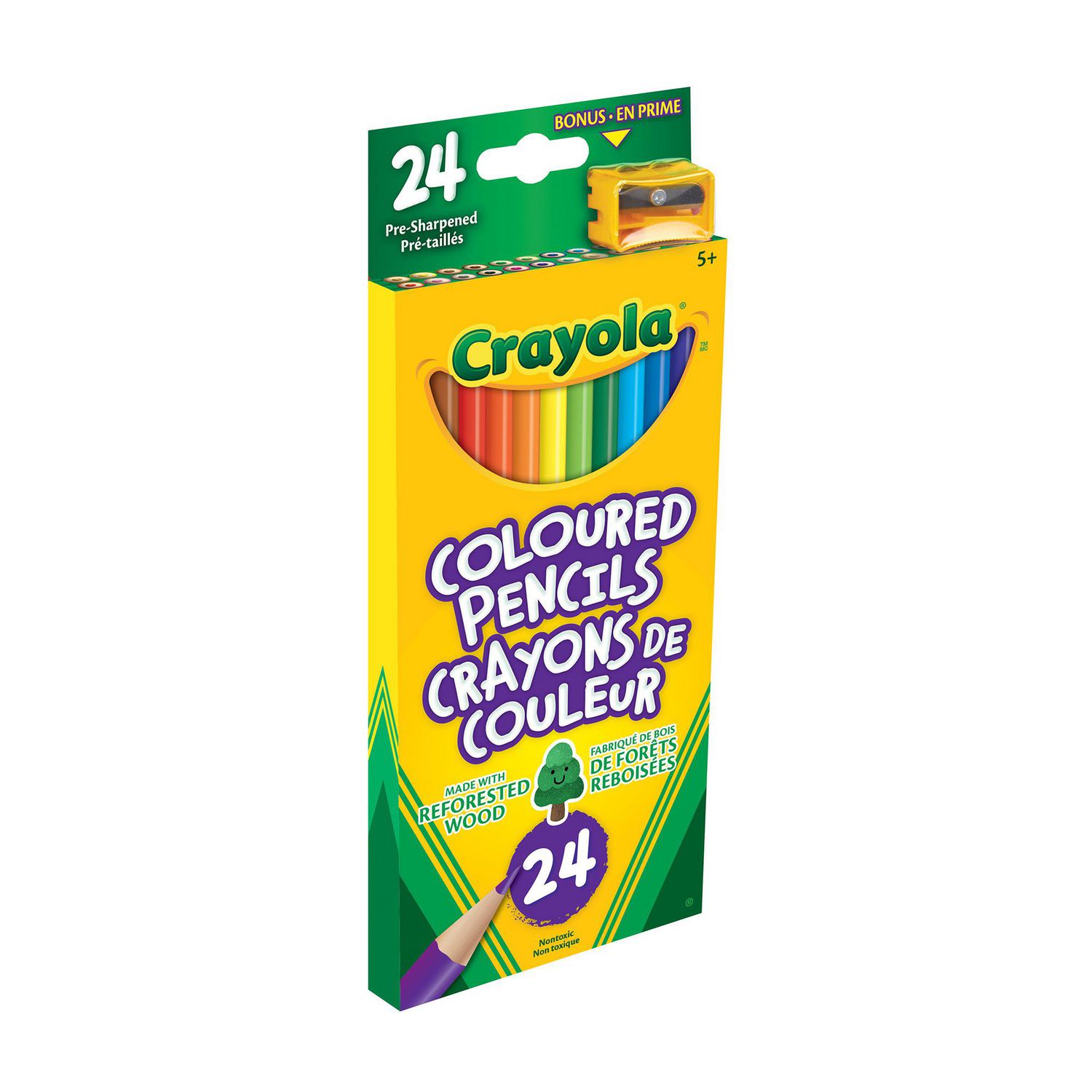 Paq. de 24 crayons de couleur Crayola pré-taillés avec taille