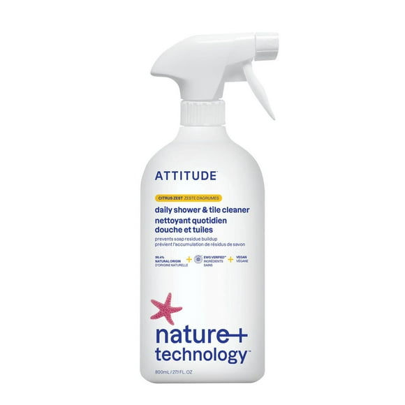ATTITUDE Shower & Tile Cleaner spray, Citrus Zest, Nature+ Technology, 800ml, 800 mL