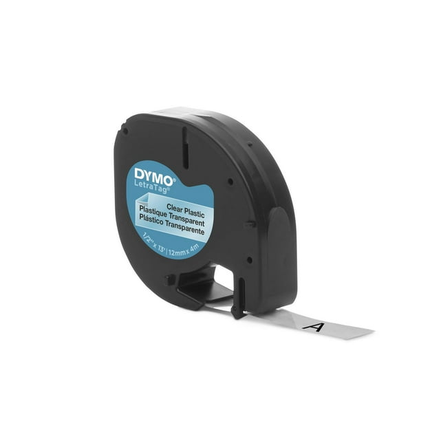 DYMO LetraTag Plastic Labels, Black Print on Clear Labels, 1/2-Inch x  13-Foot Roll, 12 mm x 4 m 