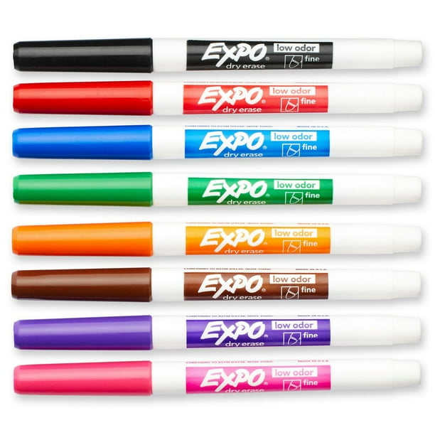 Expo Low Odour Dry Erase Markers, 8-Pack, Super-smooth ink system
