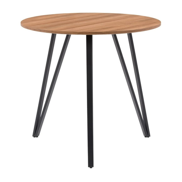 CorLiving Ezra Brown Faux Woodgrain Engineered Wood Top Compact Round Dining Table for up to 4 - Perfect Small Kitchen, Circle or Dining Room Use - Ideal Person Dinner Table for Apartments