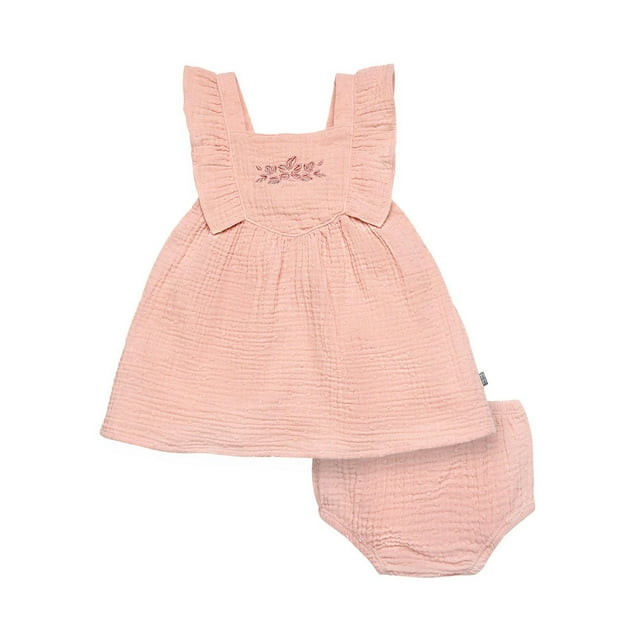 modern moments™ by Gerber® - Ensemble 2 pièces robe à manches volantées + couvre-couche - Rose