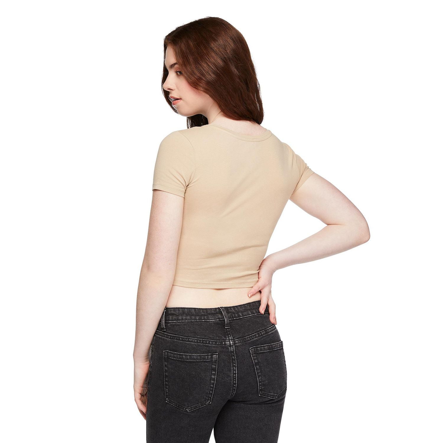 T-shirt coupe bébé avec encolure en V No Boundaries pour femmes