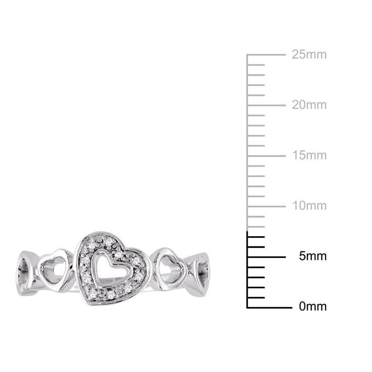 Miabella Diamond Accent Sterling Silver Multi-Heart Ring