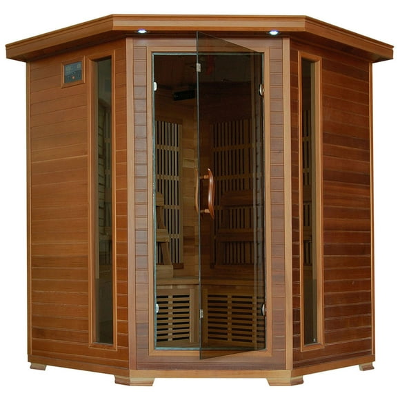 Radiant Saunas 4-Person Cedar Corner Infrared Sauna with 10 Carbon Heaters