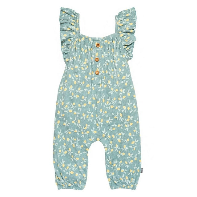 modern moments™ by Gerber® - Combinaison à manches longues et volants - Teal Lemon Vine
