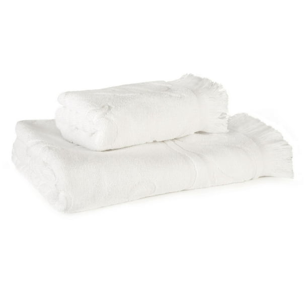 Serviette de bain blanche à franges hometrends en coton