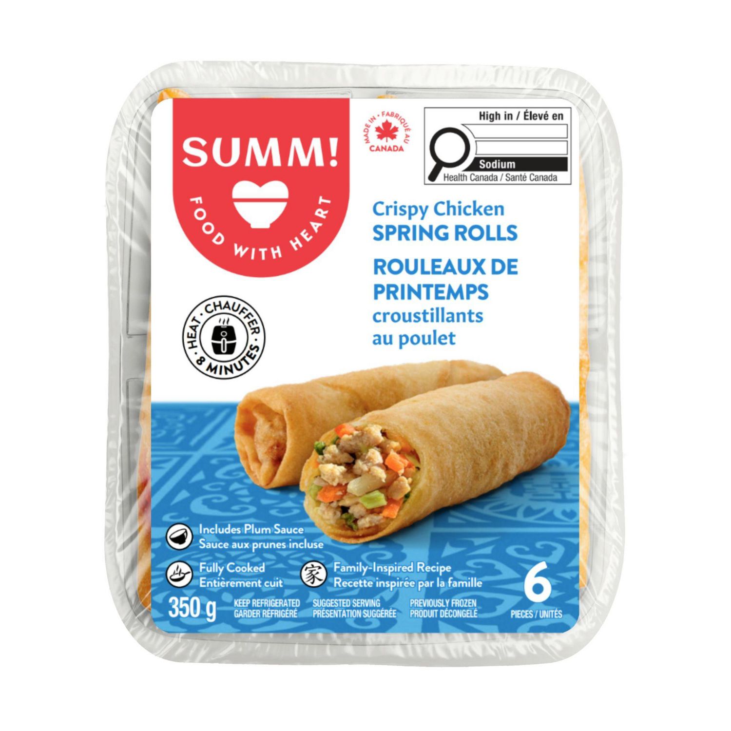 Rouleaux de printemps croustillants au poulet SUMM!, 350 grammes, 6 unités (Réfrigéré)