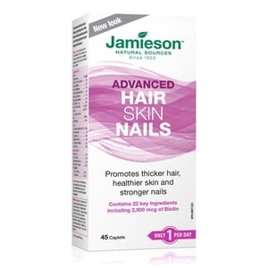 Jamieson Advanced Hair, Skin & Nails Caplets, 2500 mcg Biotin, 45 Count