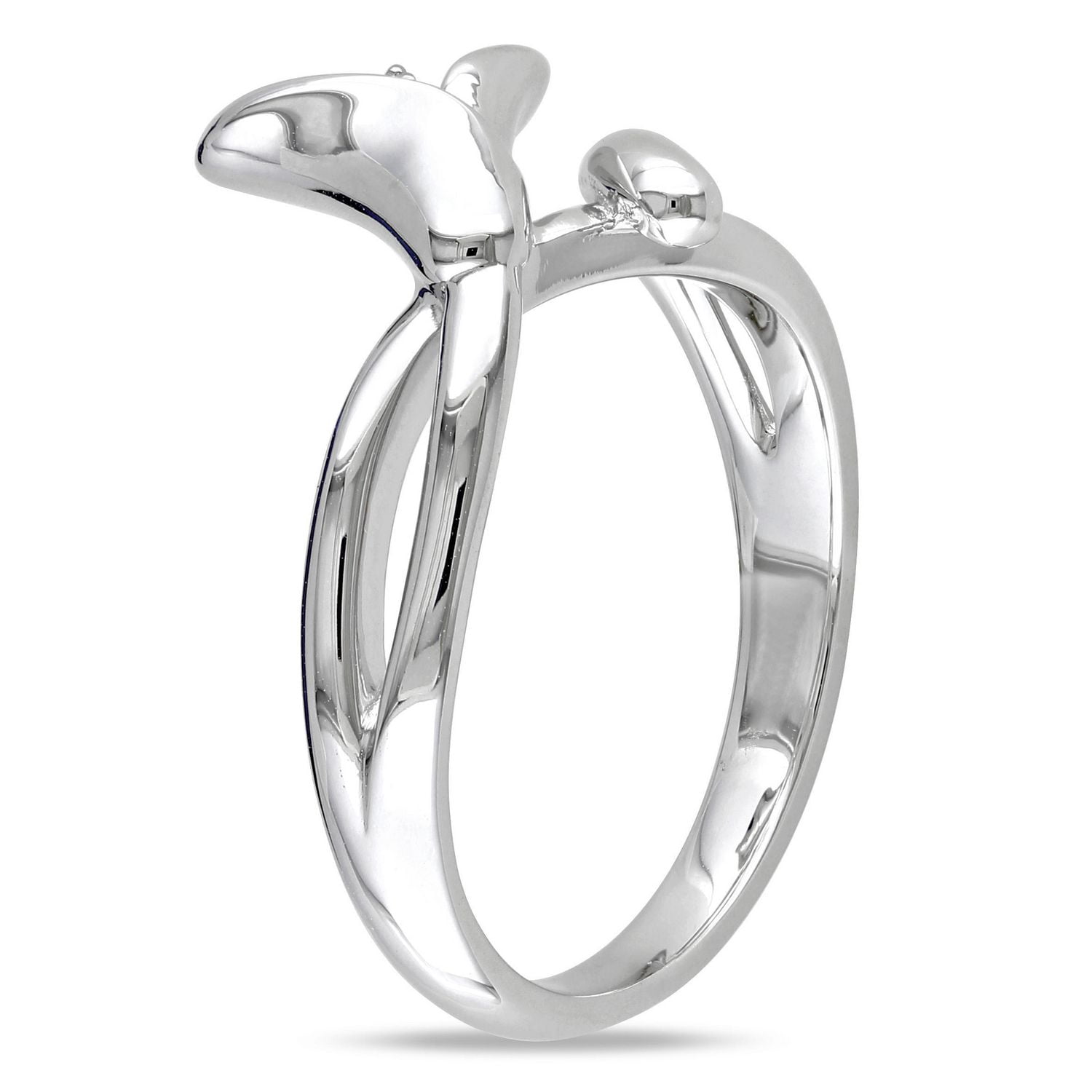 Miabella 0.01 Carat T.W. Diamond Sterling Silver Calla Lily Flower Ring