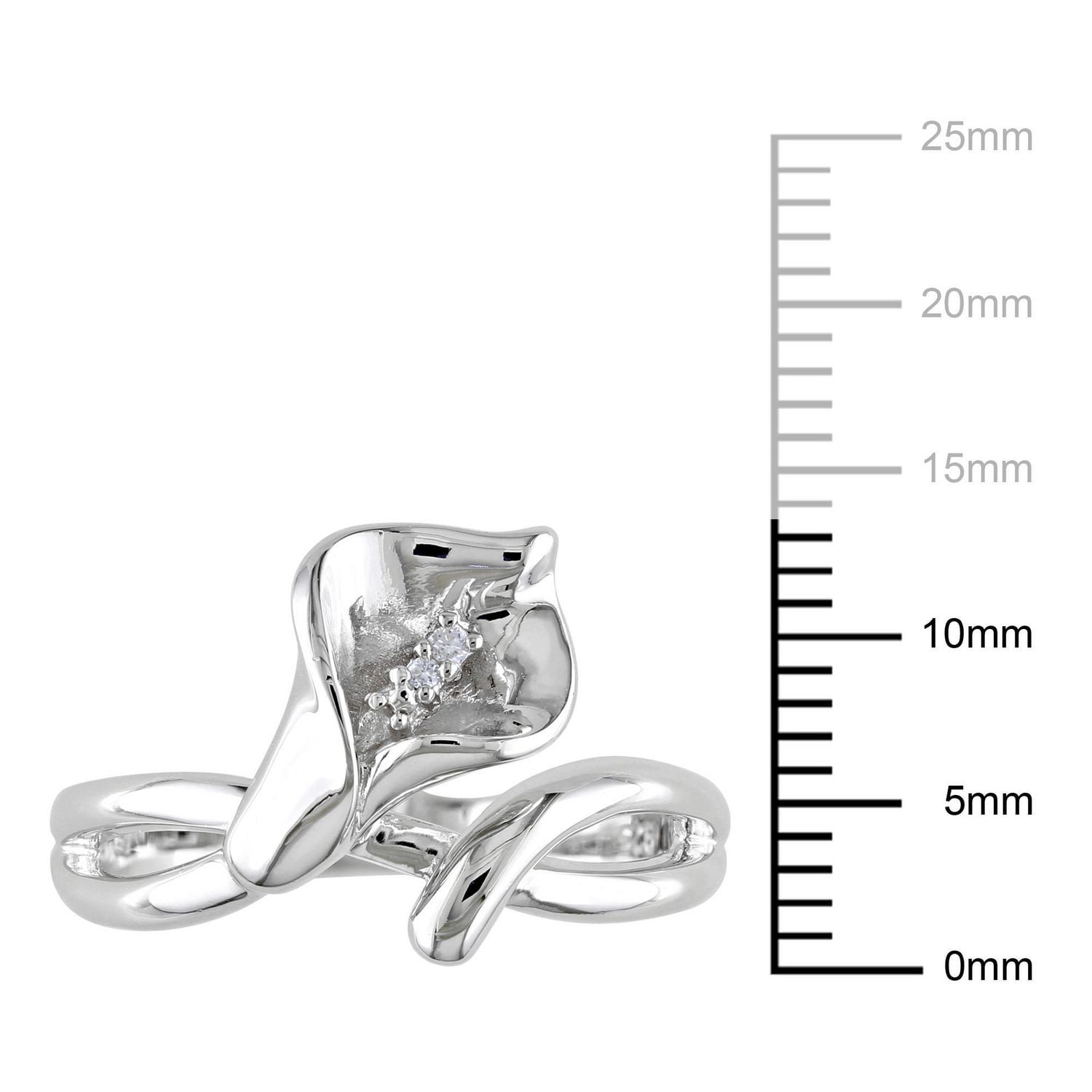 Miabella 0.01 Carat T.W. Diamond Sterling Silver Calla Lily Flower Ring