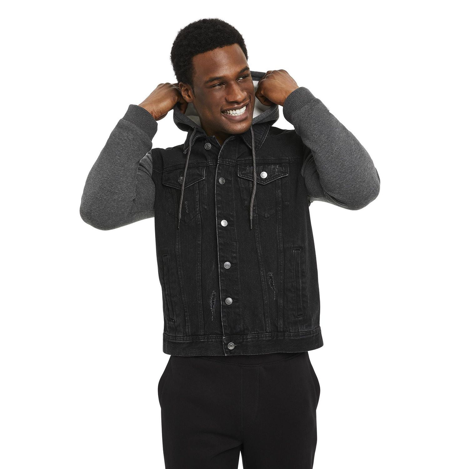 Men's Black Denim Hybrid Jacket Walmart Canada