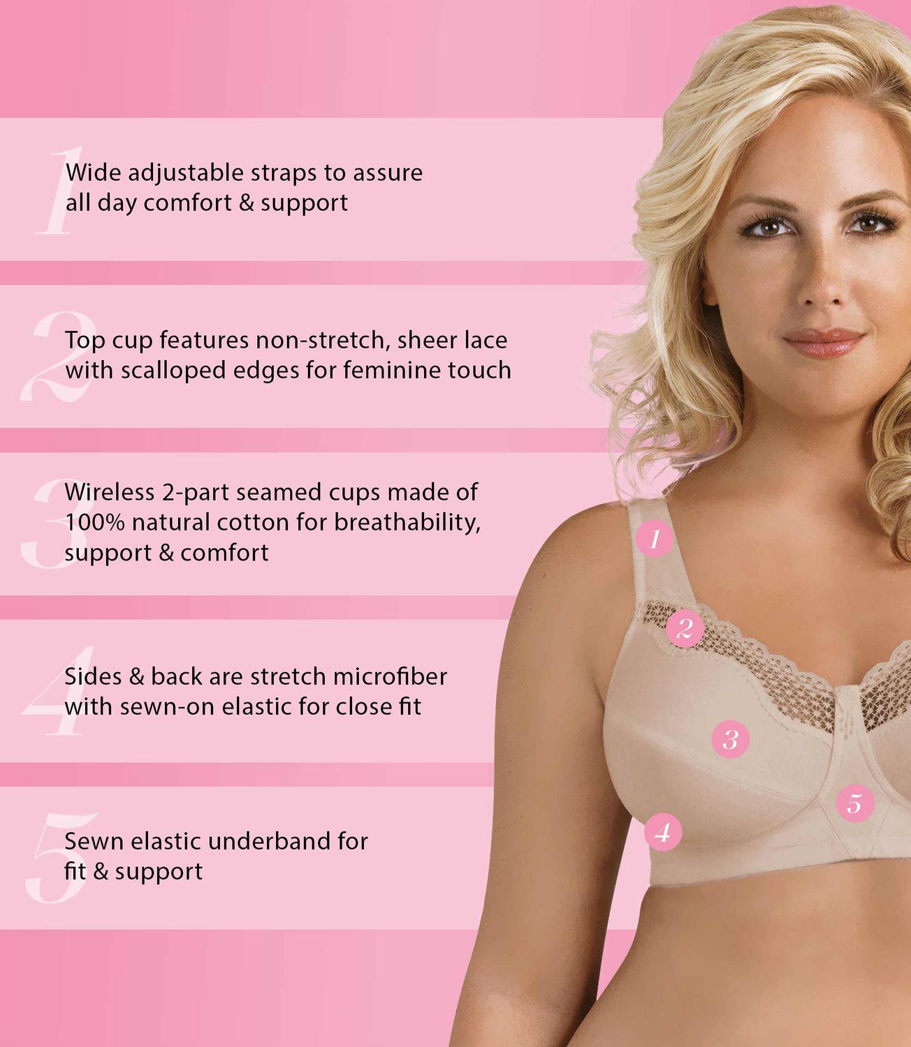 Exquisite Form #9675123 FULLY Soutien-gorge t-shirt à maintien intégral, Bonnets sans couture, Satin extensible