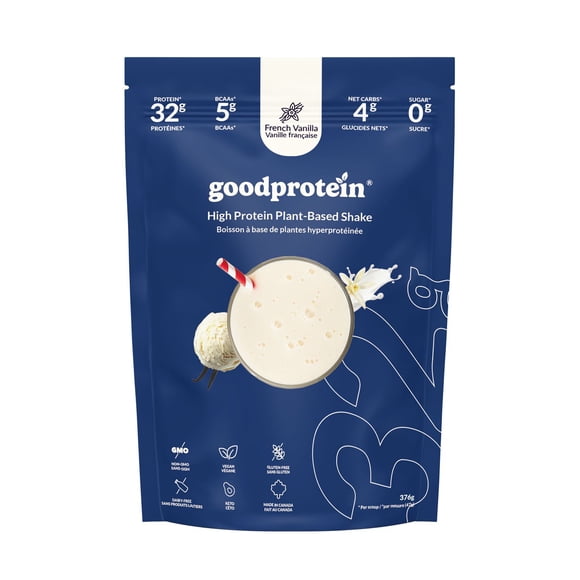 Good Protein – 32g Protein, Vegan High Protein Powder, 100% Natural, Non-GMO, Dairy-free, Gluten & Soy Free and No Added Sugar. Plant-Based Protein Shake (French Vanilla, 376 g)