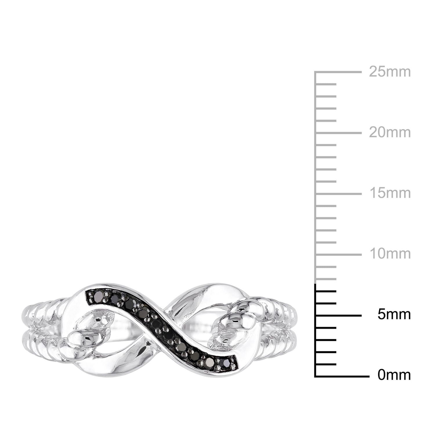 Asteria Bague infinité diamant noir en argent sterling