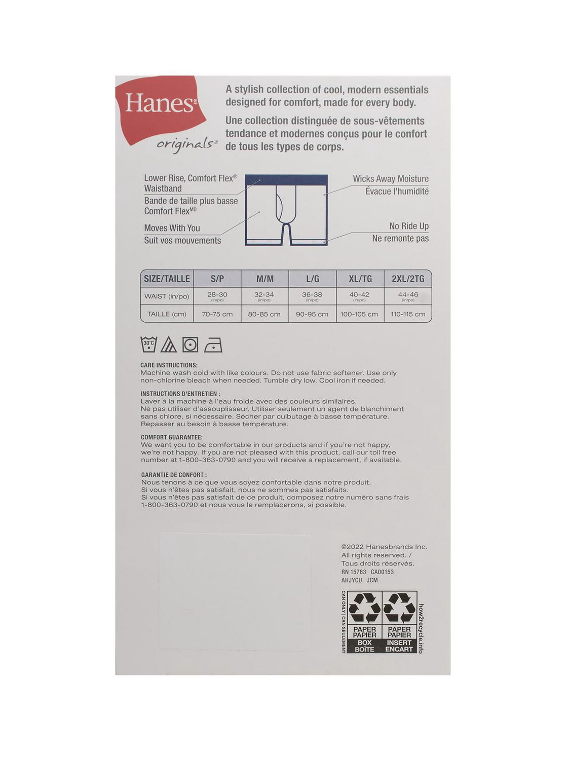Caleçons boxeurs pour hommes Hanes Originals, extensibles, coupe moderne