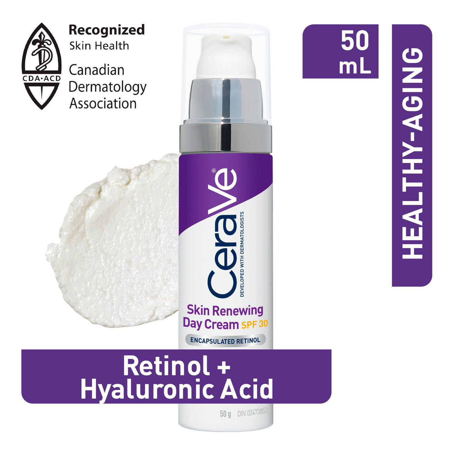 CeraVe Skin Renewing Day Cream for face with Retinol and Sunscreen SPF30   Anti-aging Daily Moisturizing Cream for Fine Lines & Wrinkles with  ceramides, hyaluronic acid & broad spectrum sun protection, Fragrance