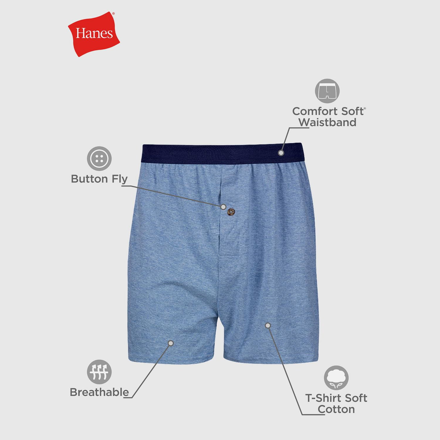 Hanes Men's ComfortSoft Knit Boxer Underwear