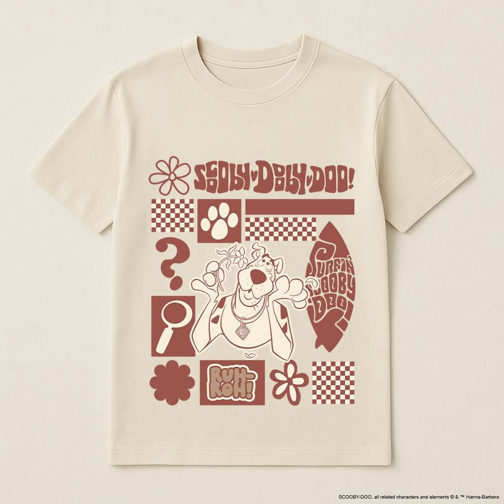Scooby-Doo Women’s Retro Graphic Short Sleeve Cream Cotton T-Shirt