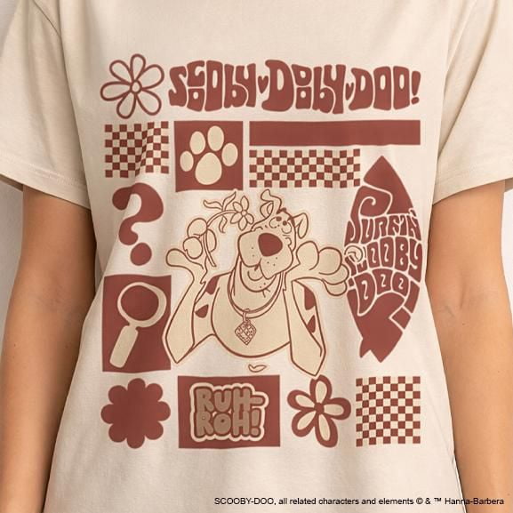 Scooby-Doo Women’s Retro Graphic Short Sleeve Cream Cotton T-Shirt
