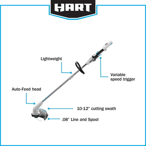 HART 40-Volt Cordless 12-inch String Trimmer Kit 2.5Ah 40V Lithium