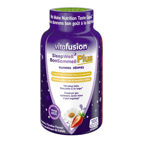 Vitafusion Sleepwell Plus Adult Vitamin Supplements, 10mg Melatonin per daily dose, 100 gummy supplements