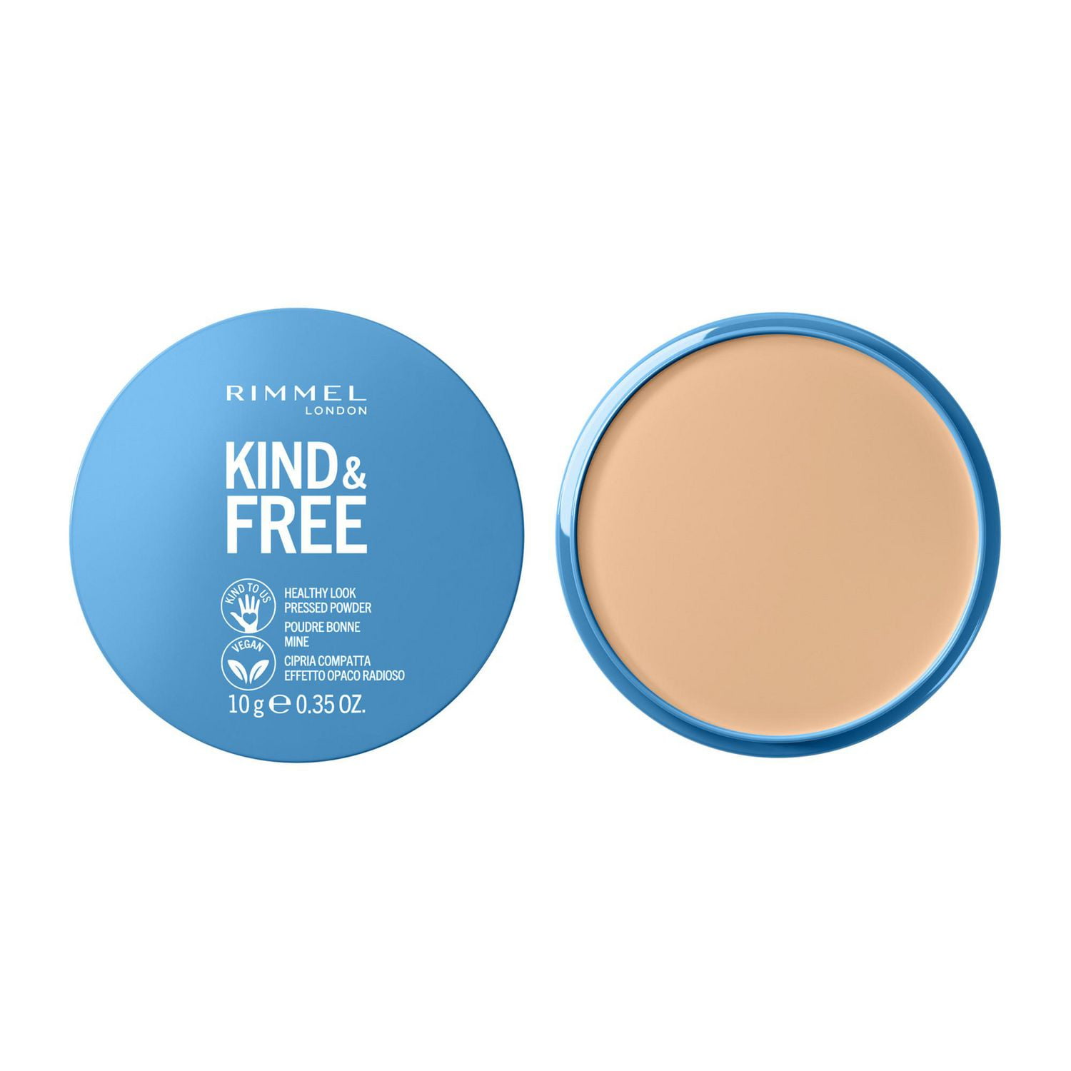 Rimmel Kind & Free Pressed Powder™ - Lightweight and Talc-Free Powder Foundation, with Aloe Vera & Tapioca, 100% Vegan & Cruelty-Free