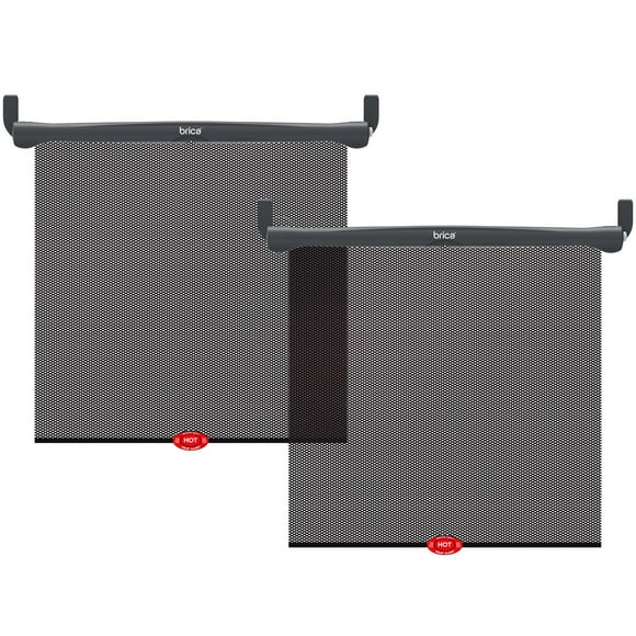 Munchkin Brica Sun Safety Car Window Shade with Heat Alert, Helps Block UVA/UVB Rays, 2 Pack, Black, Sun Shades