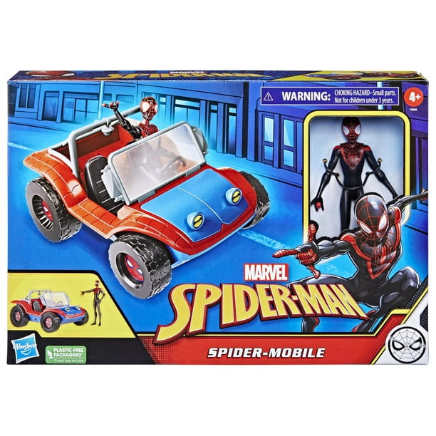 Marvel Spider-Man, Spider-Mobile, véhicule avec figurine Miles Morales à  l'échelle de 15 cm, jouets Marvel pour enfants, à partir de 4 ans 