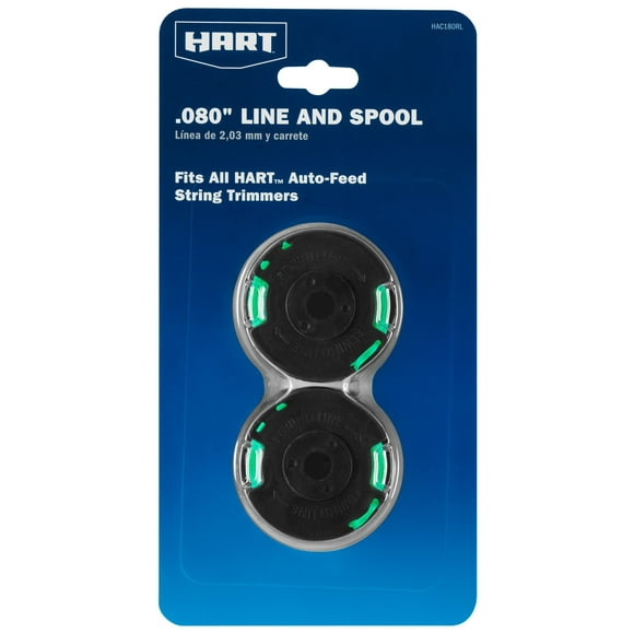 HART 2-Pack .080-inch Pre-Wound Cordless Trimmer Spools, Fits HART Auto-Feed Trimmers