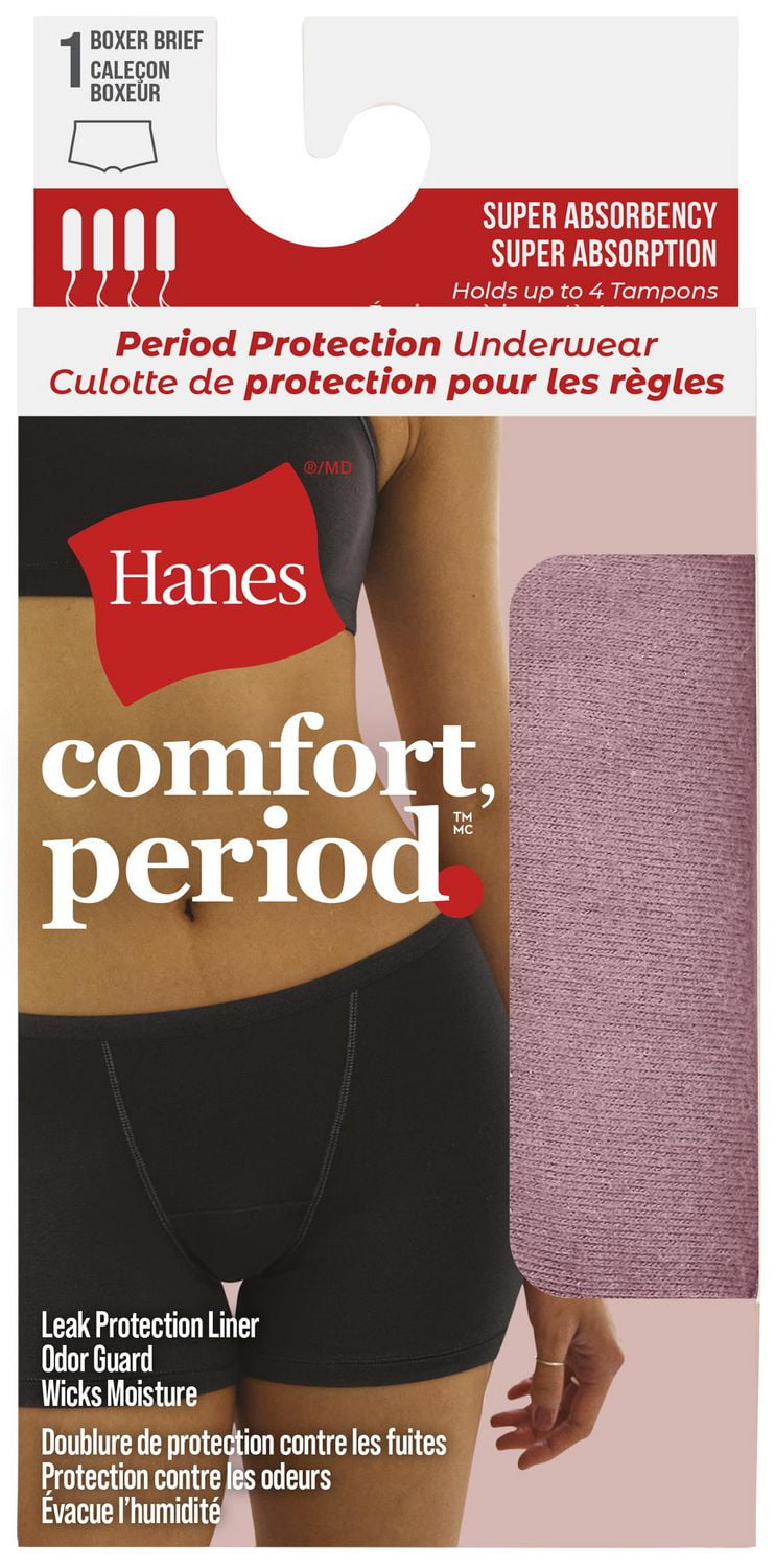 Hanes Comfort, Period. Super Leak Protection Boyshort, 1-Pack, Sizes S - 2XL
