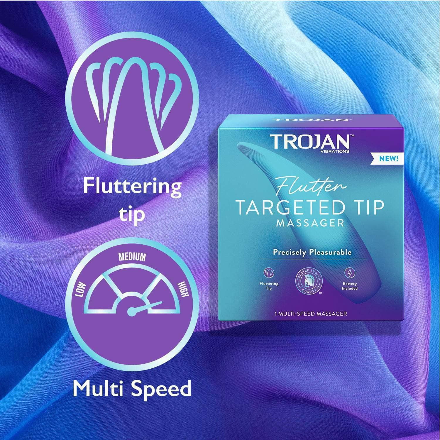 Trojan Flutter Targeted Tip Massager, Battery Included, 1 Count