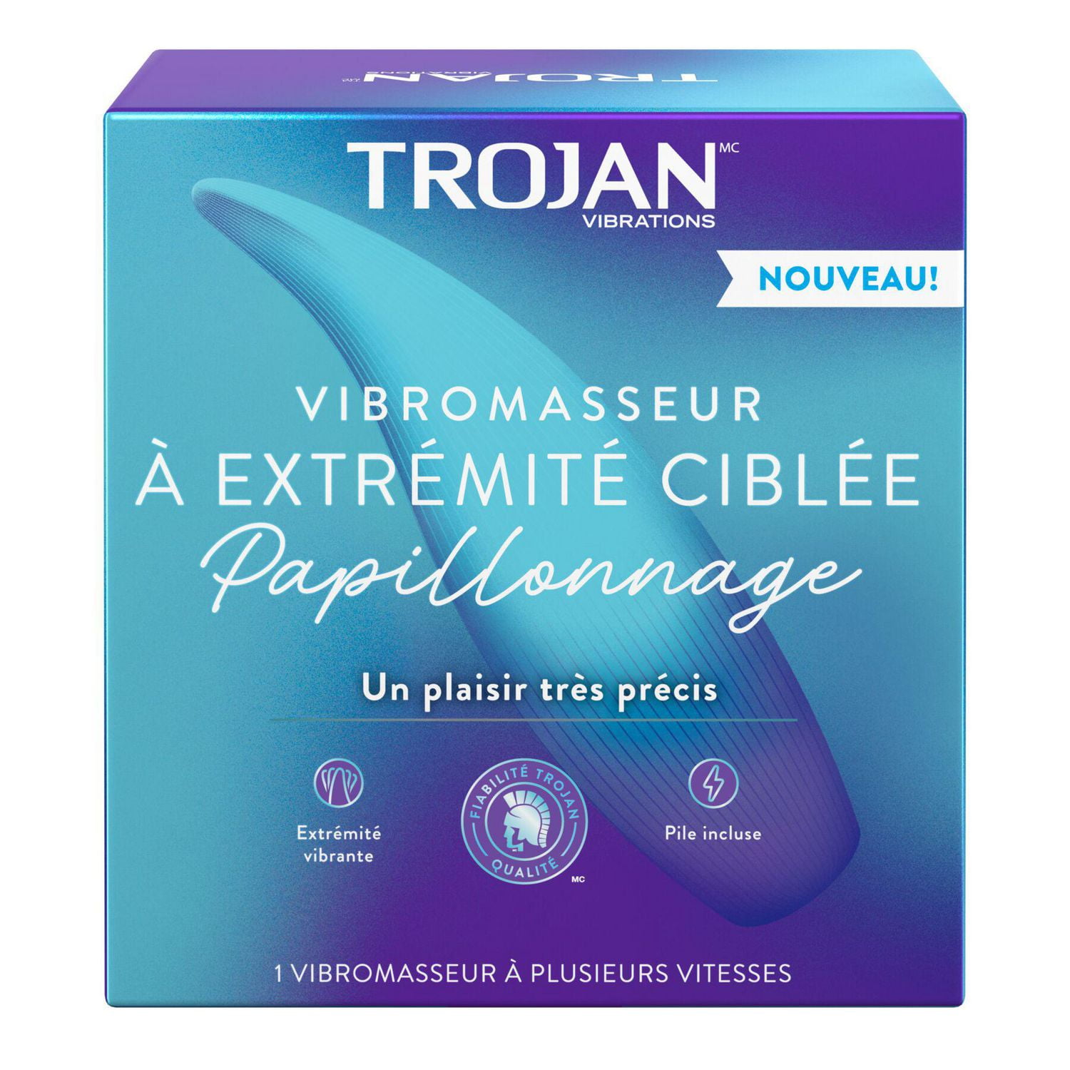 Trojan Flutter Targeted Tip Massager, Battery Included, 1 Count