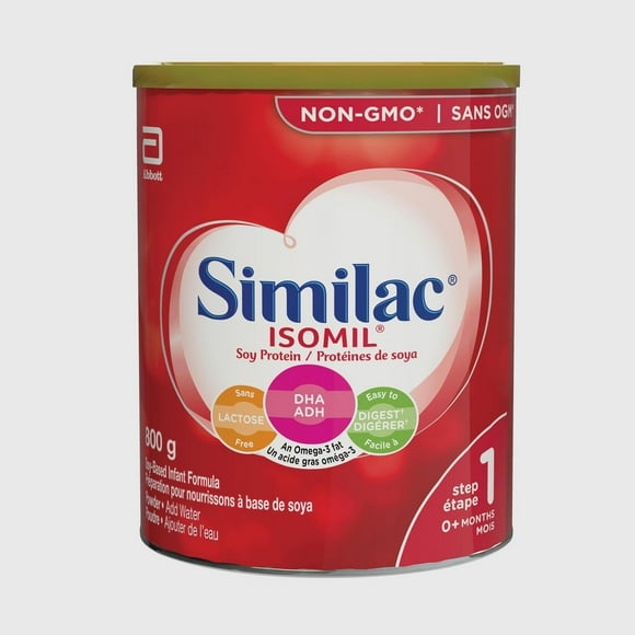 Similac Isomil Step 1, Non-GMO Soy-Based Baby Formula, Lactose Free, Newborn Formula Powder, 0+ Months, 800 grams, 800 g