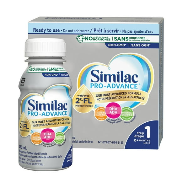 Similac Pro-Advance Step 1, Baby Formula, Our Closest Formula to Breast Milk with 2’-FL, Easy To Digest, 0+ Months, Ready to Feed, 16 x 235 mL, Ready to Feed, 16 x 235 mL