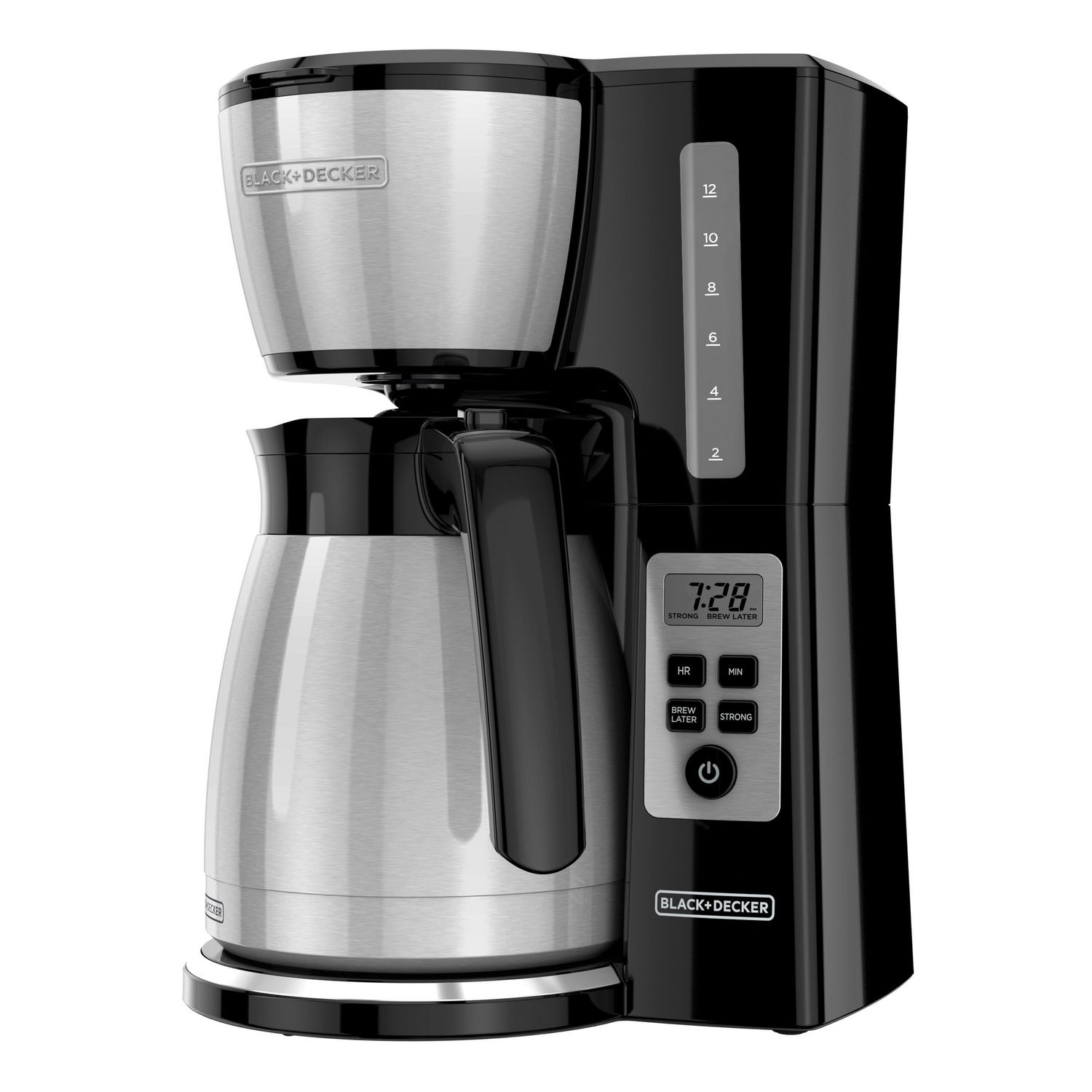 BLACK+DECKER Black 12 Cup Drip Coffee Maker, Black/Silver