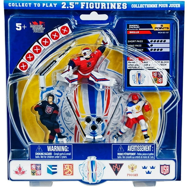 Ensemble de départ 2 figurines de 2,5 po Ondrej Pavelec, Ryan McDonagh, Alexander Ovechkin Coupe du monde de hockey
