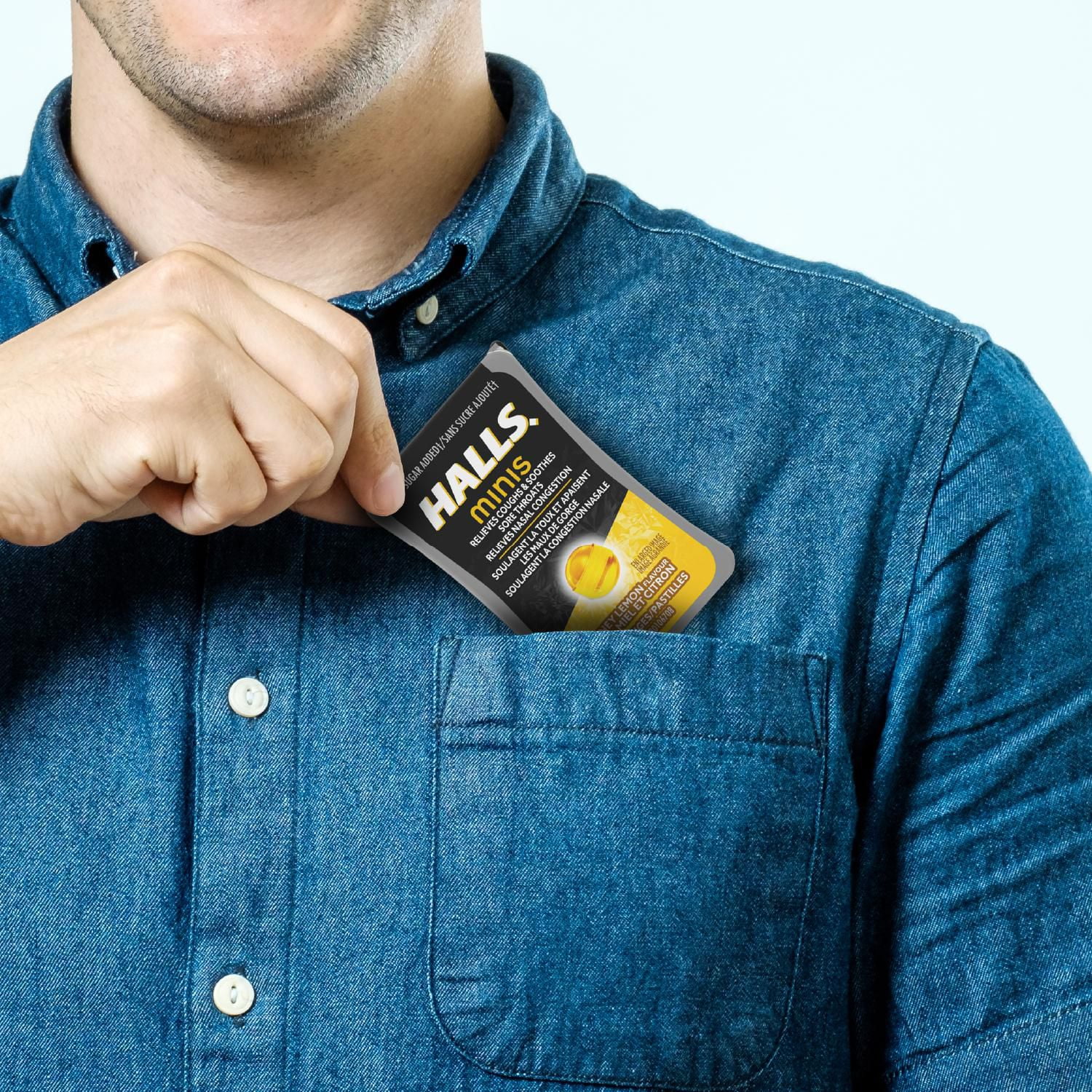 Halls mini, sans sucre ajouté, pastilles à saveur de miel et citron, mentho-lyptus 24 Pastilles